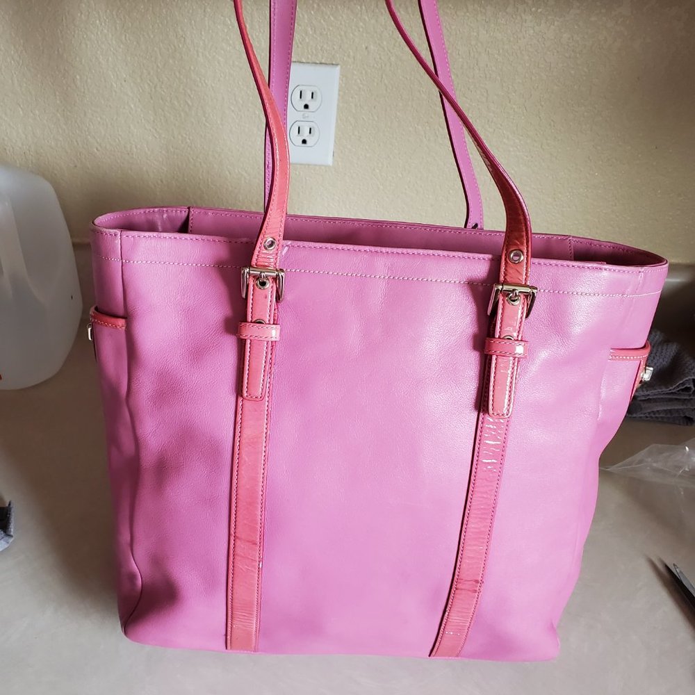 Vintage Rare Coach Gallery Pink Leather Tote Bag Purse Large - Picture 2 of 14